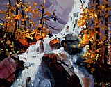 Michael O'Toole Waterfall Near Mt. Robson painting